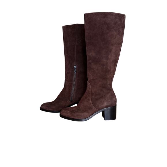 Rag & Bone Espresso Brown Suede Knee High Tall Heeled Boots Womens 37 - Picture 1 of 12